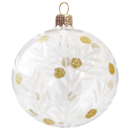 Weihnachtskugel transparent mit goldenen Punkten