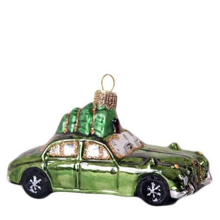 Weihnachtsschmuck Auto Grün mit Baum
