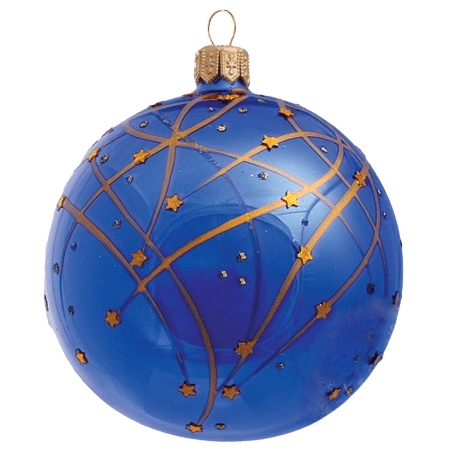 Weihnachtskugel Blau Dekor Gold 