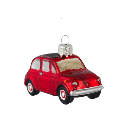 Glas Weihnachtsfigur rot Fiat 500
