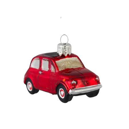 Glas Weihnachtsfigur rot Auto