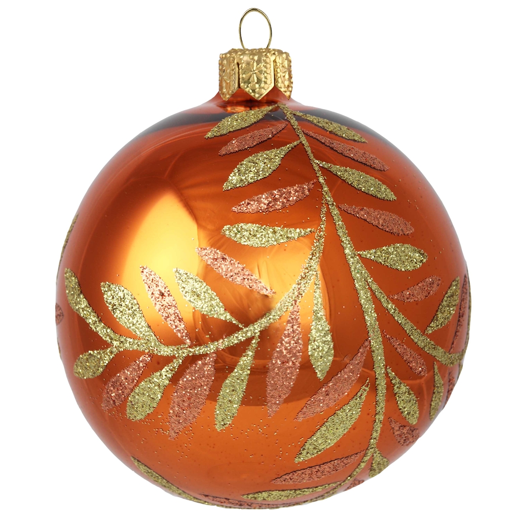 Orange Weihnachtskugel mit Dekor