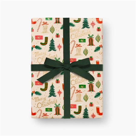 Geschenkpapier mit goldenen Weihnachtsmotiven