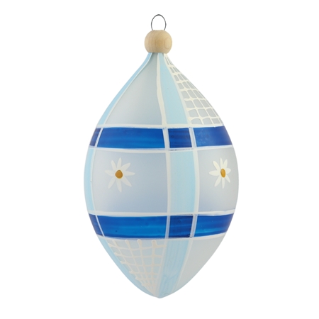 Weiße Osterei mit blauem Dekor