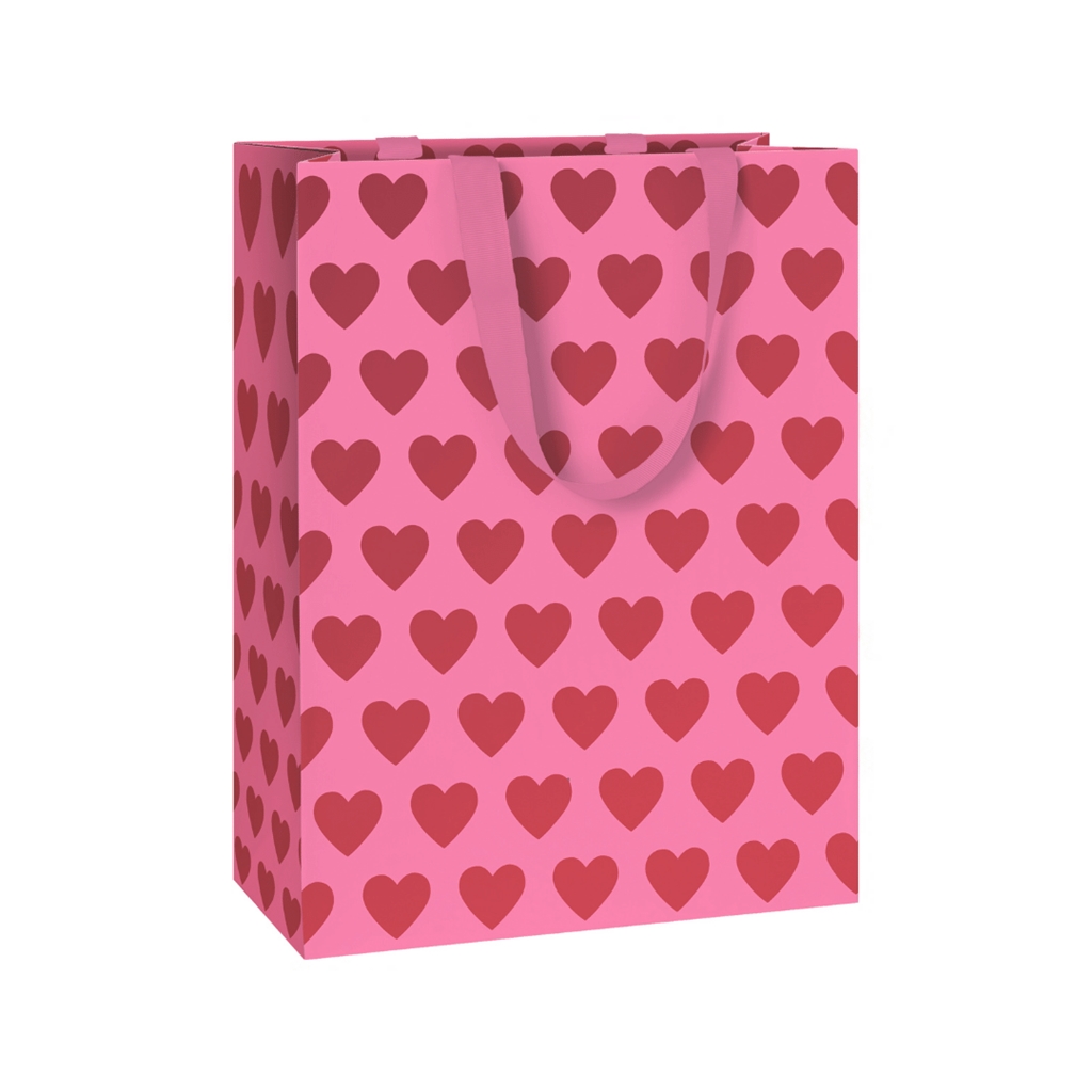 Rosa Geschenktüte mit Herzen