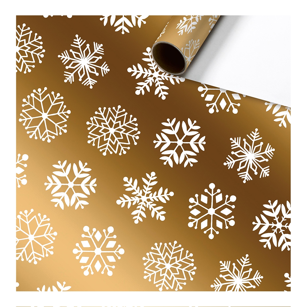 Geschenkpapier gold mit Schneeflocken