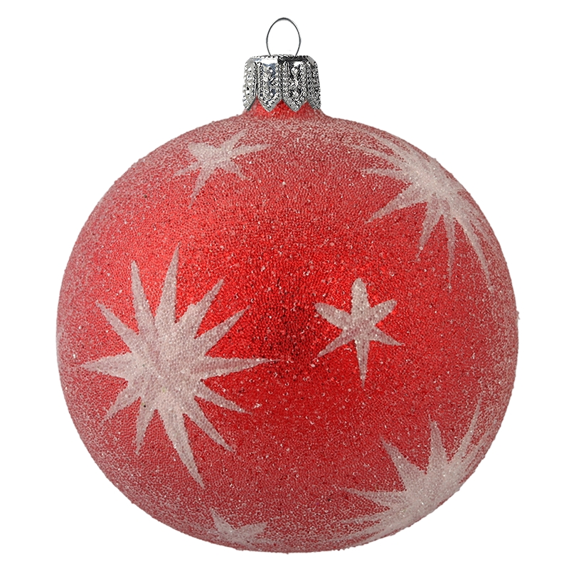 Glitzerndes rotes Ornament mit Sternen