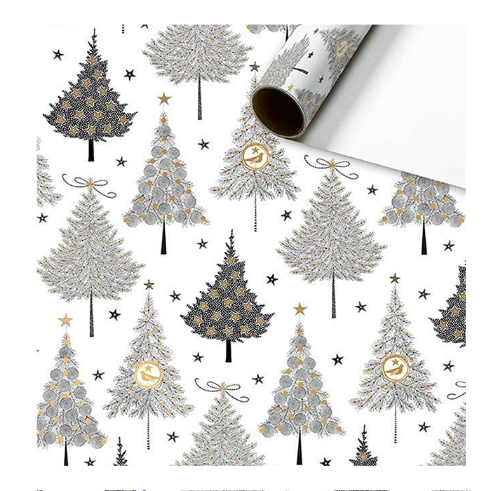 Weißes Geschenkpapier mit Bäumen