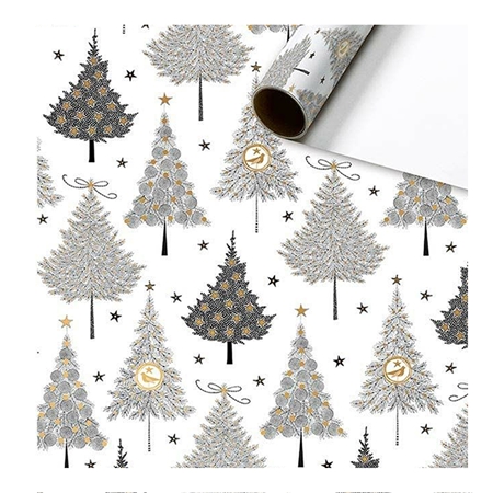 Weißes Geschenkpapier mit Bäumen