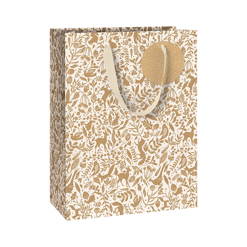 Große beige Geschenktüte mit Fasanen