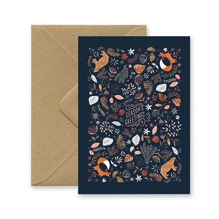 Geschenkkarte mit Fuchs und Bären