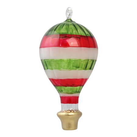 Luftballon in Weihnachtsfarben mit einem goldenen Korb