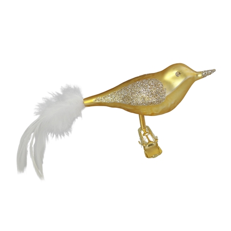Glasvogel mit Glitzer Gold