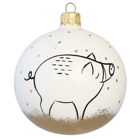 Weihnachtskugel mit gemaltem Wildschwein