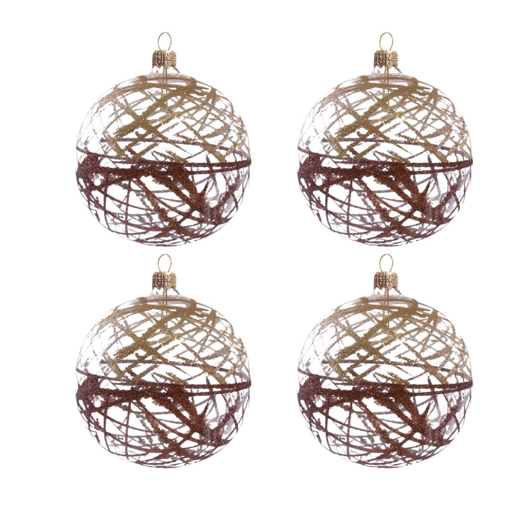  Set aus großen Weihnachtskugeln mit Linien