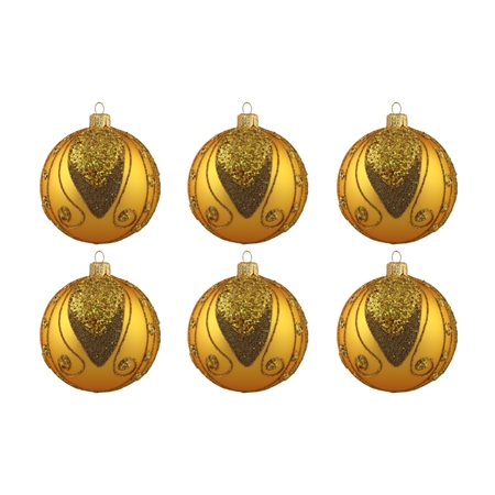  Set aus goldenen Weihnachtskugeln mit Golddekor