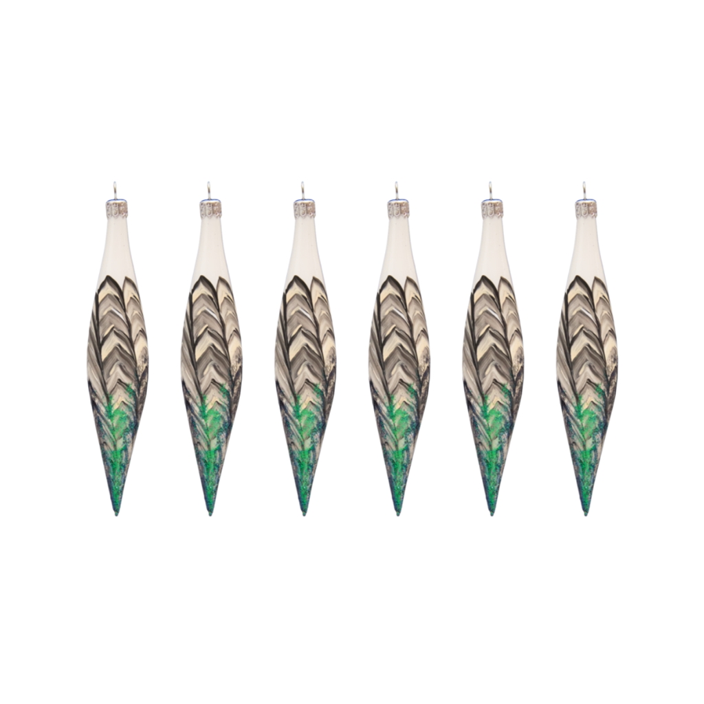 Raketen Set weiß mit Pfauendekor