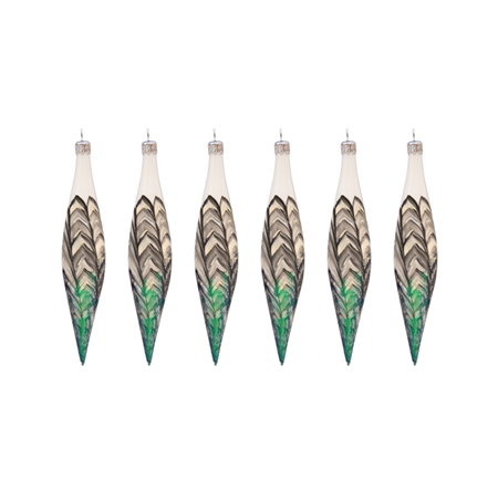 Raketen Set weiß mit Pfauendekor