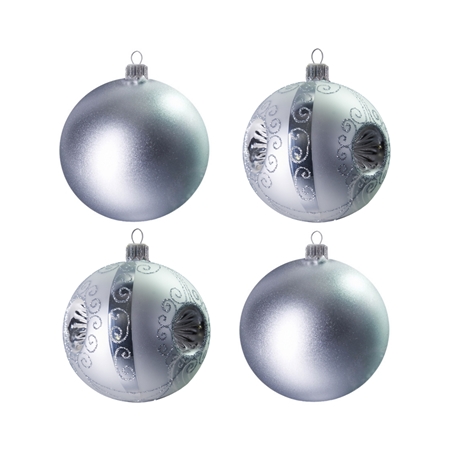 Set silberne Weihnachtskugeln mit Reflektor