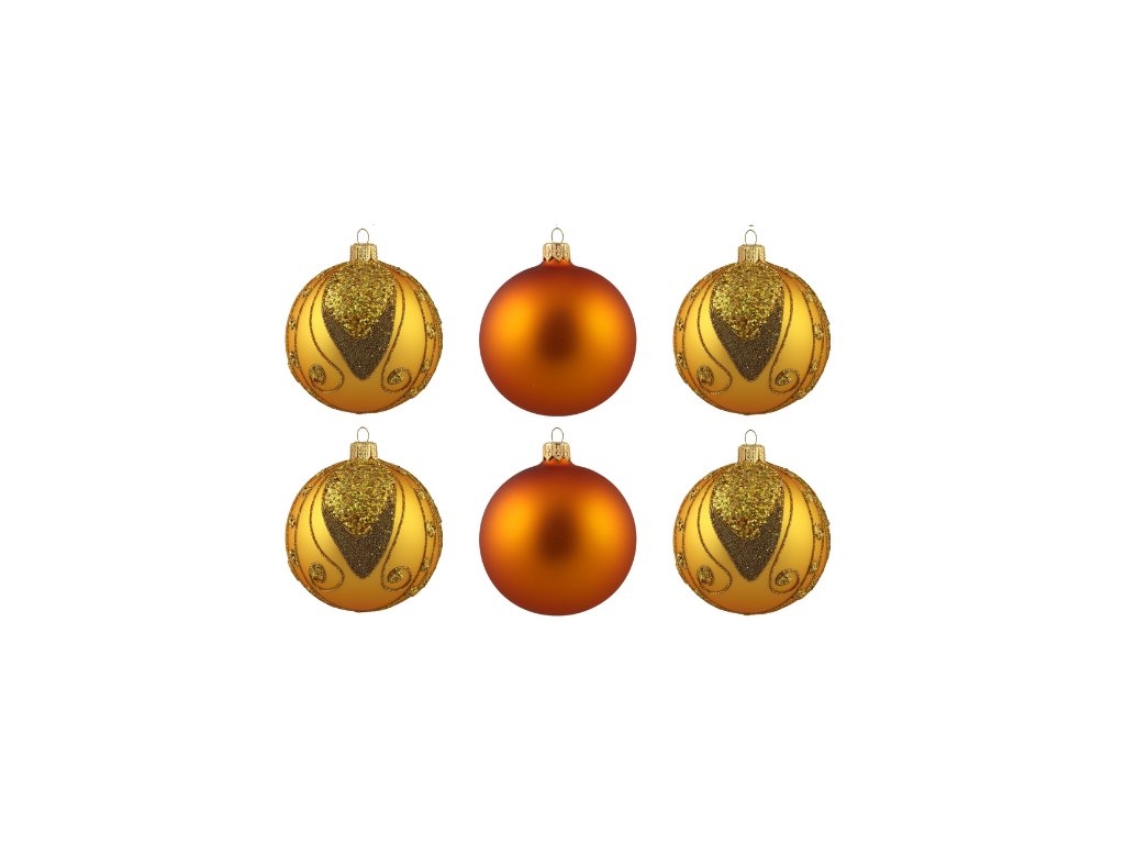 Weihnachtskugeln Gold Set mit glitzerndem Dekor