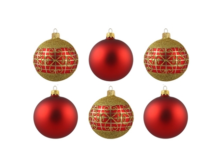  Weihnachtskugeln Set mit reichem Dekor