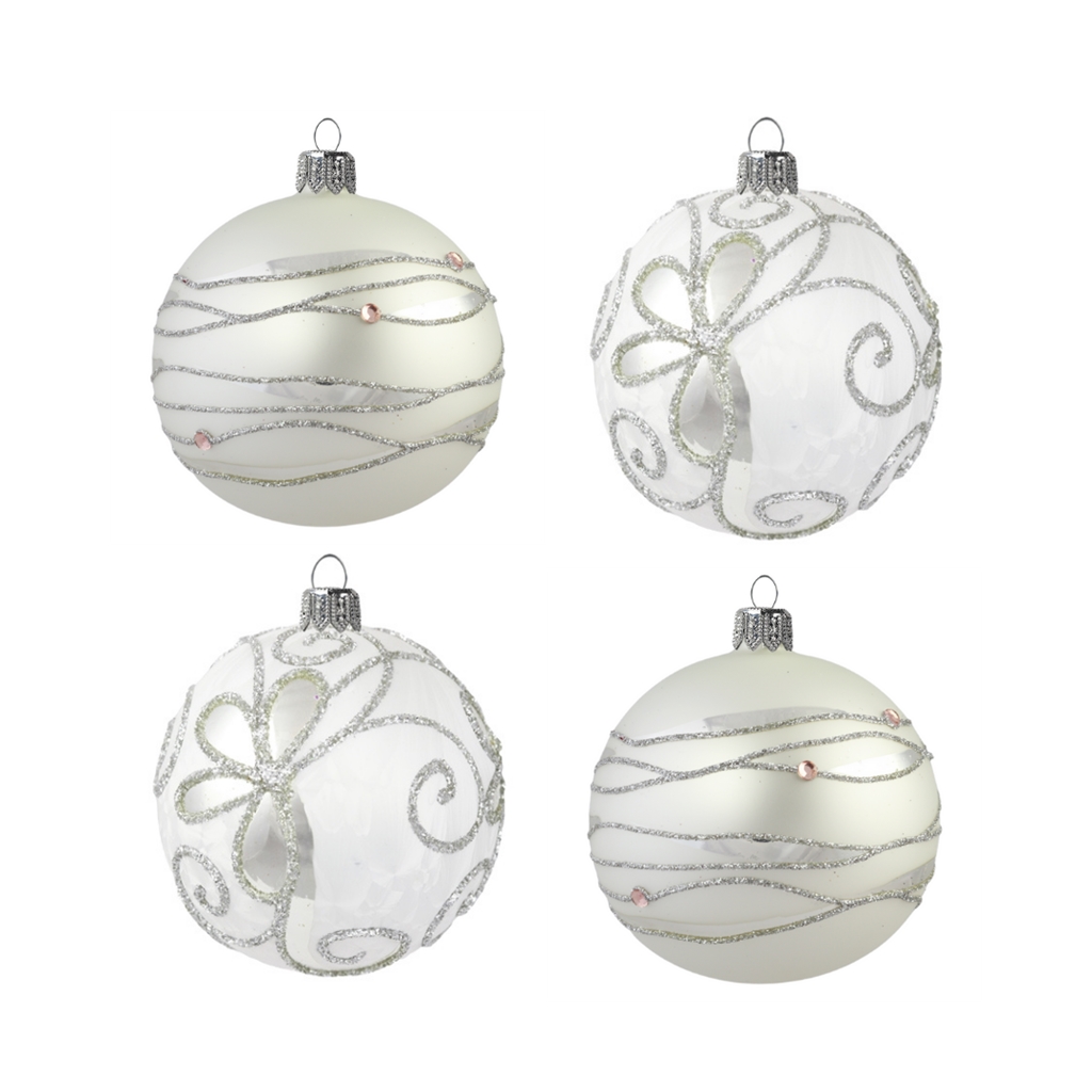 Weiß-silberner Weihnachtskugeln Set