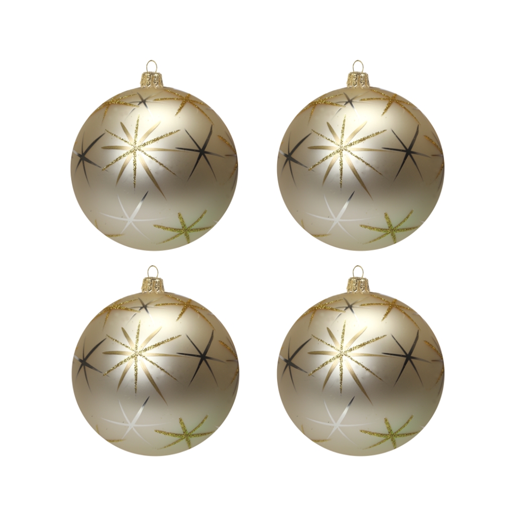  Set aus großen cremefarbenen Weihnachtskugeln