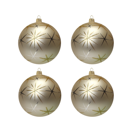  Set aus großen cremefarbenen Weihnachtskugeln