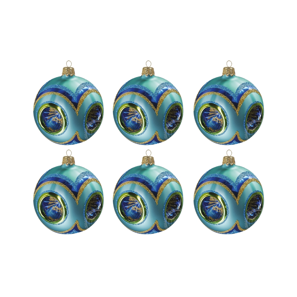 Set aus kleinen türkisfarbenen Weihnachtskugeln