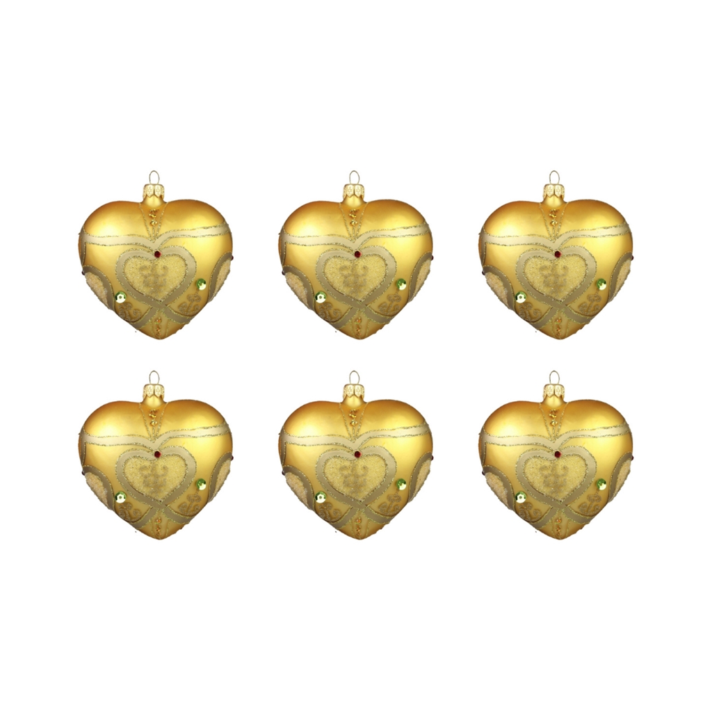  Set aus goldenen Herzen mit Strasssteinen