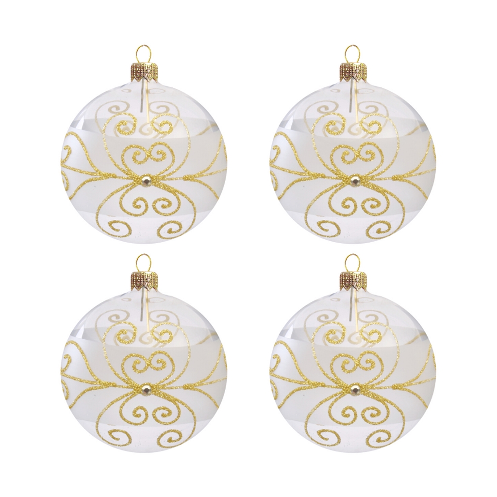 Set aus großen Weihnachtskugeln klar mit Strasssteinen