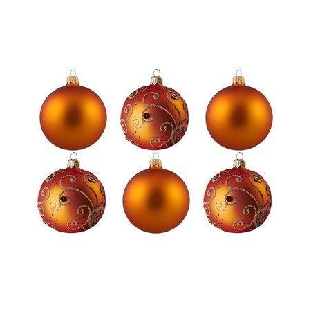 Set aus orange Weihnachtskugeln Matt