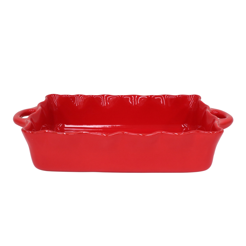 Große Auflaufform mit roter Glasur