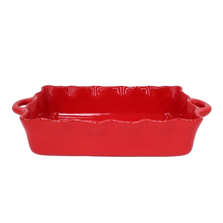 Große Auflaufform mit roter Glasur