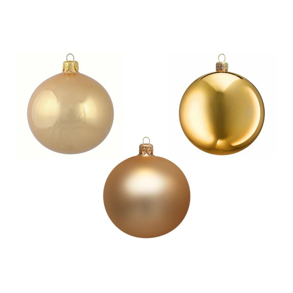 Set aus drei Weihnachtskugeln in Goldtönen