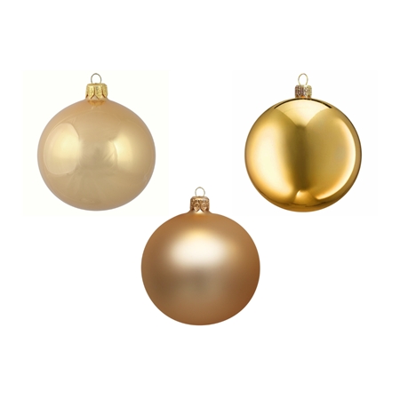 Set aus drei Weihnachtskugeln in Goldtönen