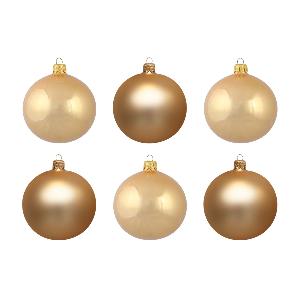  Set goldene Weihnachtskugeln