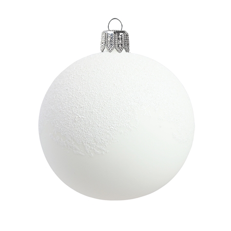 Weihnachtskugel aus weißem Porzellan mit Streuseln von oben