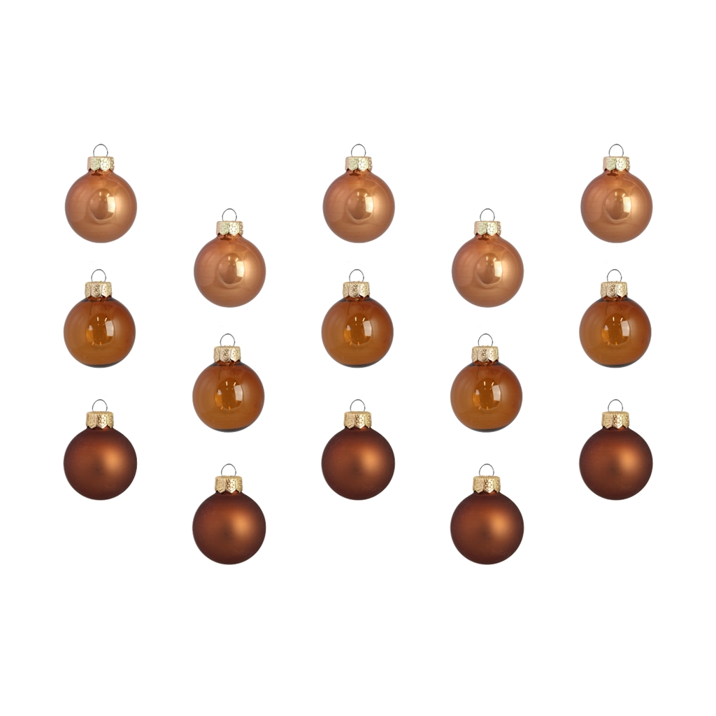 Set Weihnachtskugeln in braunen Farben
