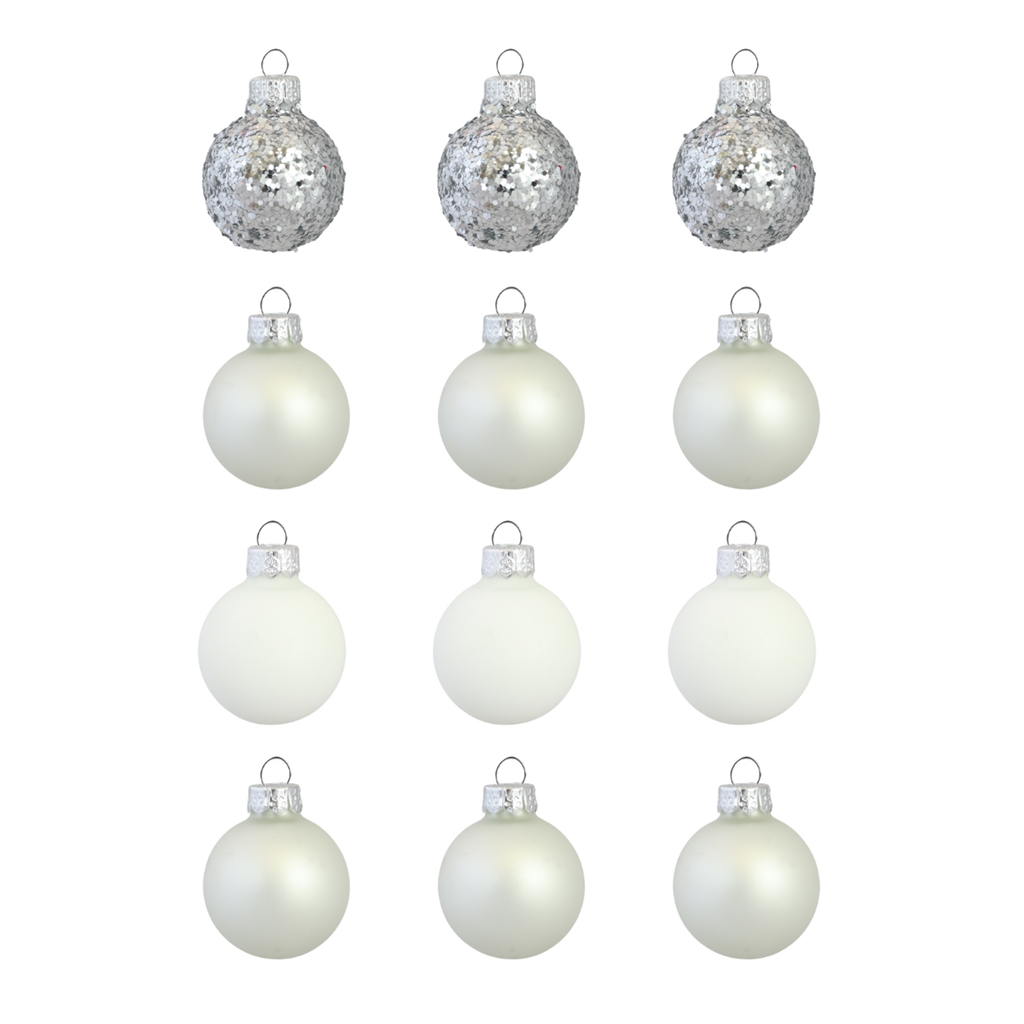 Weihnachtskugeln Set silber - weiß