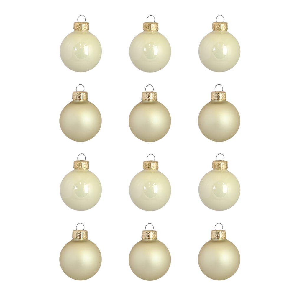 Set Weihnachtskugeln in Creme und Gold