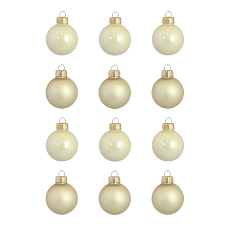 Set Weihnachtskugeln in Creme und Gold