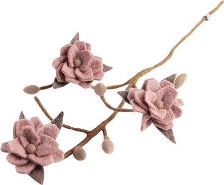 Magnolienzweig aus Filz Rose