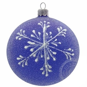 Weihnachtskugel Blau mit Schneeflocken 
