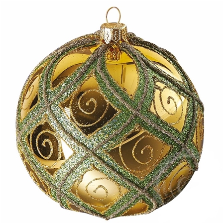 Weihnachtskugel Grün - Gold
