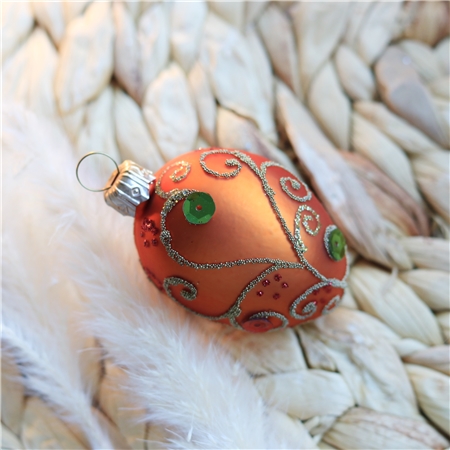 Osterei aus Glas Orange Steinchen