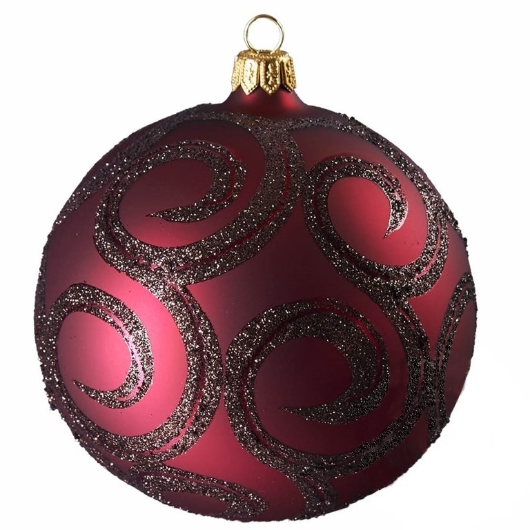 Weihnachtskugel in Weinrot mit Dekor