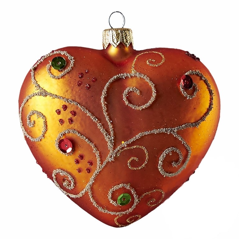 Weihnachtsherz orange Strasssteine
