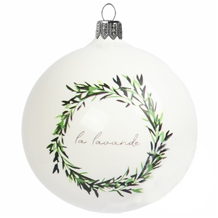 Glaskugel mit Lavendelkranz Dekor
