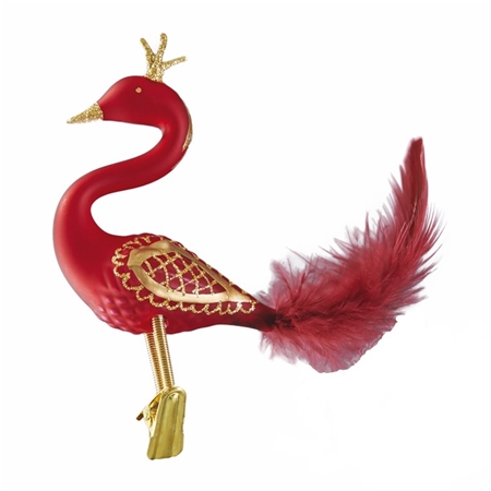 Glasvögel - Schwan rot mit Krone